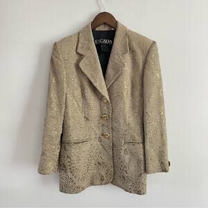 Escada | By Margaretha Ley Blazer Gold Shimmer Tan Beige Button Front Jacket 34